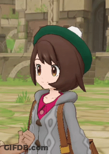 A Cartoon Girl Wearing A Green Hat And A Sweater GIF