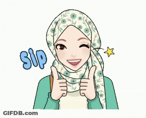 A Cartoon Girl Wearing A Hijab Is Giving A Thumbs Up GIF