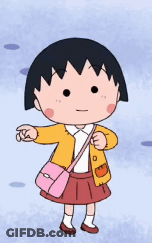 A Cartoon Girl Wearing A Pink Purse And A Yellow Jacket GIF