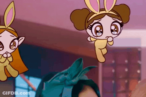 A Cartoon Girl Wearing Bunny Ears Is Crying GIF
