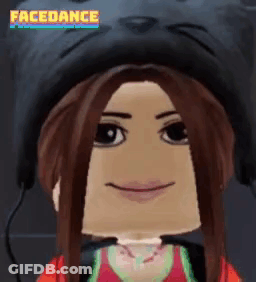 A Cartoon Girl Wearing Headphones And A Hat With The Word Facedance On The Bottom GIF
