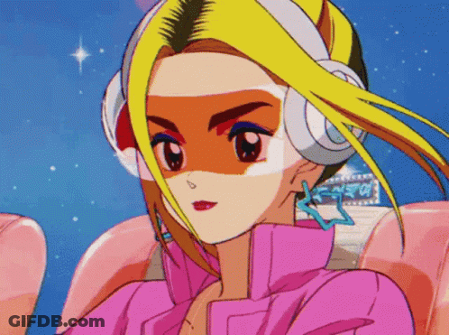 A Cartoon Girl Wearing Headphones And A Mask GIF