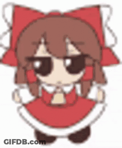 A Cartoon Girl Wearing Sunglasses And A Red Dress . GIF