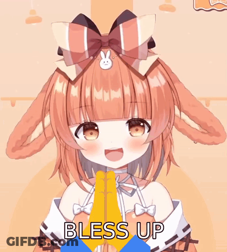 A Cartoon Girl With A Bow On Her Head And The Words Bless Up GIF
