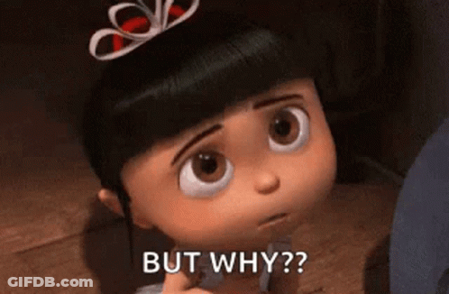 A Cartoon Girl With A Bow On Her Head Is Asking But Why ? GIF