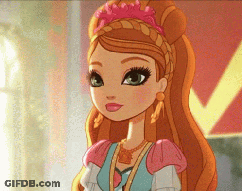 A Cartoon Girl With A Braided Headband And A Necklace GIF