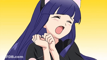 A Cartoon Girl With A Cat Ear On Her Head Is Yawning GIF