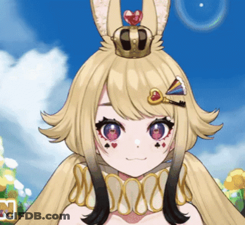 A Cartoon Girl With A Crown On Her Head And A Key In Her Hair GIF