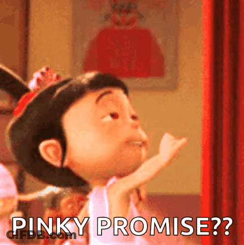 A Cartoon Girl With A Crown On Her Head Is Asking For A Pinky Promise GIF