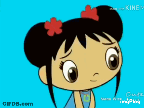 A Cartoon Girl With A Flower In Her Hair Is Standing In A Field Holding A Stuffed Animal . GIF