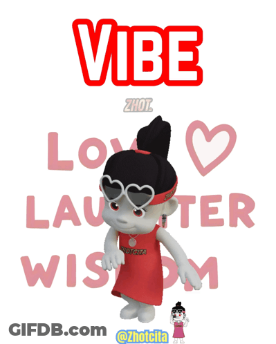 A Cartoon Girl With A Headband That Says Vibe On It GIF