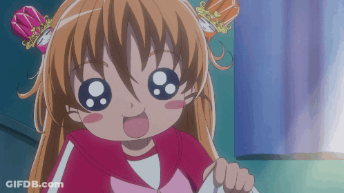 A Cartoon Girl With A Pink Jacket And A Pink Flower In Her Hair GIF