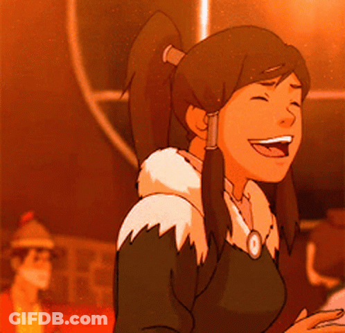 A Cartoon Girl With A Ponytail Is Laughing GIF