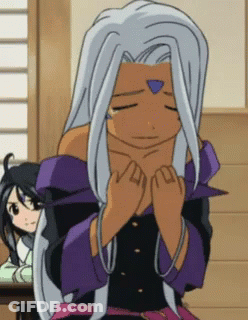 A Cartoon Girl With A Purple Triangle On Her Forehead GIF