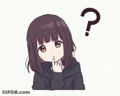 A Cartoon Girl With A Question Mark On Her Head GIF