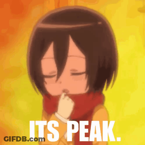 A Cartoon Girl With A Scarf Around Her Neck And The Words It 'S Peak GIF