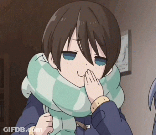 A Cartoon Girl With A Scarf Around Her Neck Covering Her Nose GIF
