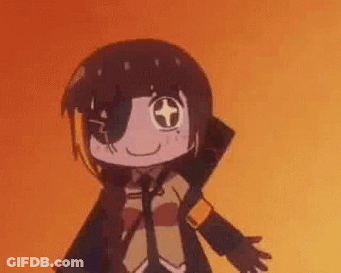 A Cartoon Girl With A Star In Her Eye Is Smiling . GIF