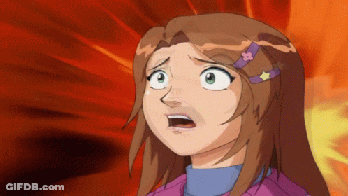 A Cartoon Girl With A Star In Her Hair Looks Surprised GIF