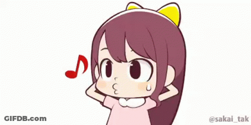 A Cartoon Girl With A Yellow Bow On Her Head GIF