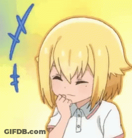 A Cartoon Girl With Blonde Hair And A White Shirt Is Thinking GIF