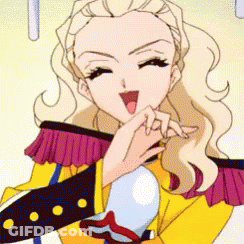 A Cartoon Girl With Blonde Hair And A Yellow Jacket GIF