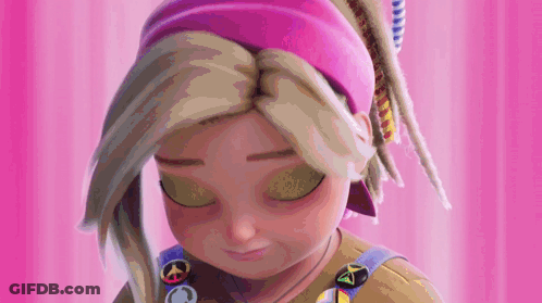 A Cartoon Girl With Blonde Hair And Dreadlocks Wearing A Pink Headband . GIF