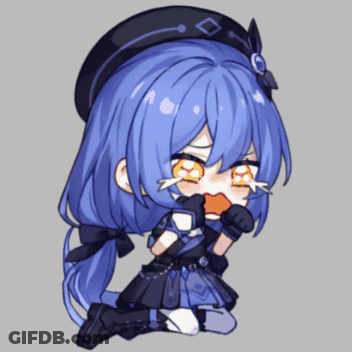 A Cartoon Girl With Blue Hair And A Black Hat Is Crying GIF