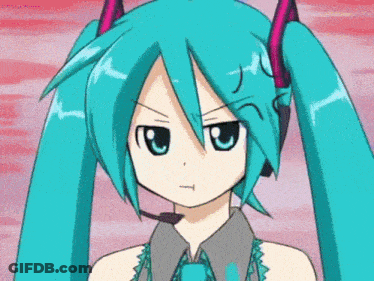A Cartoon Girl With Blue Hair And A Microphone On Her Head Looks Angry GIF