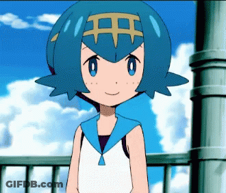 Cartoon Girl With Blue Hair And White Shirt GIF