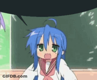 A Cartoon Girl With Blue Hair And Green Eyes Is Standing In Front Of A Blackboard GIF