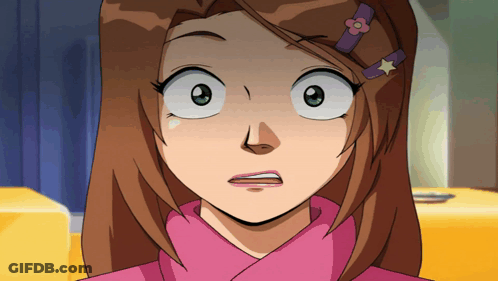 A Cartoon Girl With Brown Hair And A Flower In Her Hair GIF