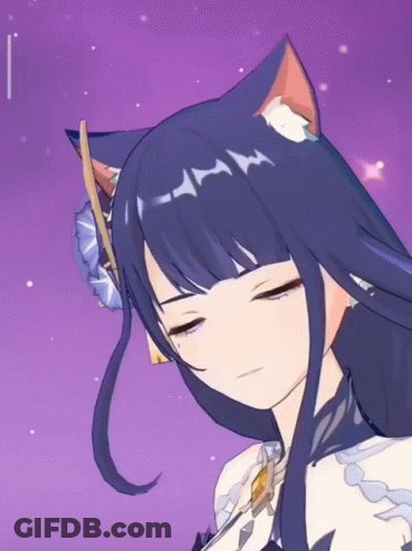 A Cartoon Girl With Cat Ears On Her Head GIF