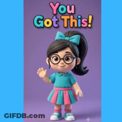 A Cartoon Girl With Glasses And A Bow On Her Head Says You Got This ! GIF