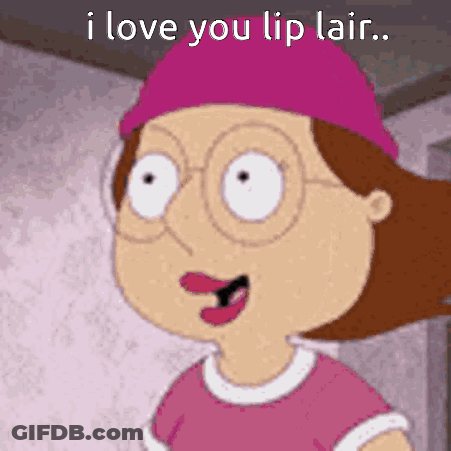 A Cartoon Girl With Glasses And A Pink Hat Is Saying I Love You Lip Lair GIF
