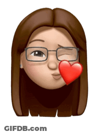 A Cartoon Girl With Glasses And A Red Heart On Her Nose GIF