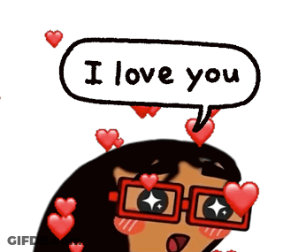 A Cartoon Girl With Glasses Says I Love You In A Speech Bubble GIF