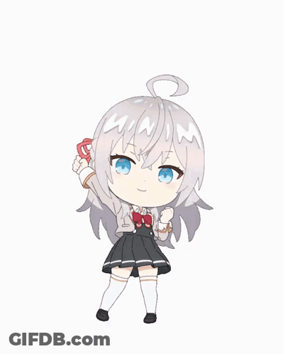 A Cartoon Girl With Gray Hair And Blue Eyes GIF