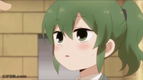 A Cartoon Girl With Green Hair And A Ponytail Has A Surprised Look On Her Face GIF
