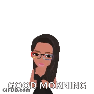 A Cartoon Girl With Her Arms Outstretched And The Words `` Besties ! Good Morning '' . GIF