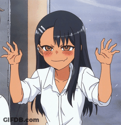 A Cartoon Girl With Long Black Hair Is Making A Face GIF