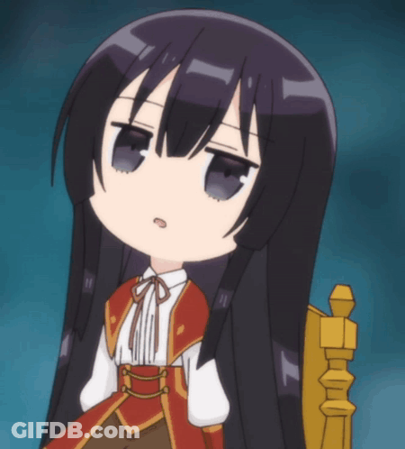 A Cartoon Girl With Long Black Hair Is Sitting In A Chair With Her Eyes Closed GIF