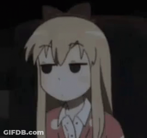 A Cartoon Girl With Long Blonde Hair Is Making A Funny Face In The Dark . GIF