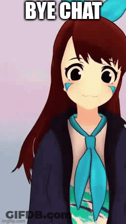 Cartoon Girl With Blue Tie Saying Bye Chat GIF