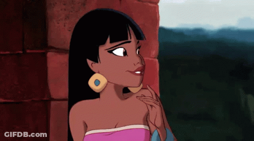 A Cartoon Girl With Long Hair And Earrings Is Smiling GIF