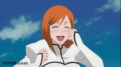 A Cartoon Girl With Orange Hair And A White Shirt Is Laughing GIF