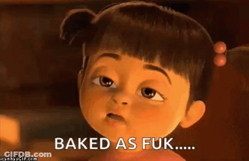 A Cartoon Girl With Pigtails Is Saying Baked As Fuk ... GIF