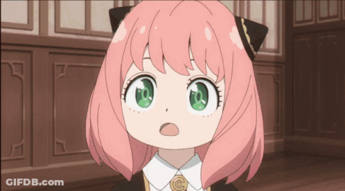 A Cartoon Girl With Pink Hair And Green Eyes Looks Surprised GIF