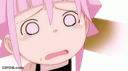 A Cartoon Girl With Pink Hair Is Crying And Making A Sad Face . GIF