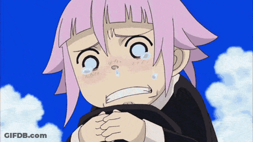 A Cartoon Girl With Pink Hair Is Crying With Tears Running Down Her Face GIF